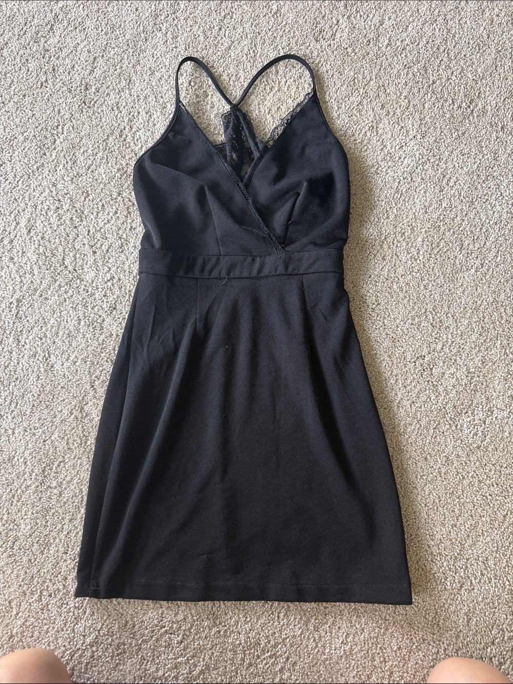 House of Three fitted lace cut out back lace party dress